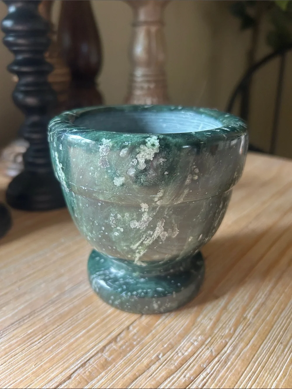 Green Solid Stone Mortar and Pestle
